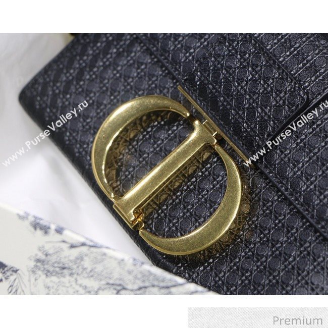 Dior 30 Montaigne Mini Box Shoulder Bag in Black Microcannage Calfskin 2020 (XXG-20071071)