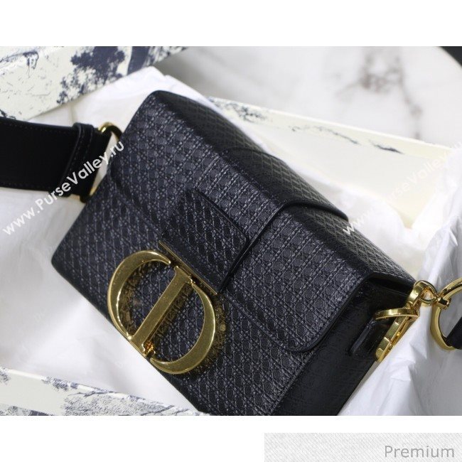 Dior 30 Montaigne Mini Box Shoulder Bag in Black Microcannage Calfskin 2020 (XXG-20071071)