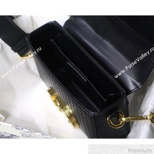 Dior 30 Montaigne Mini Box Shoulder Bag in Black Microcannage Calfskin 2020 (XXG-20071071)