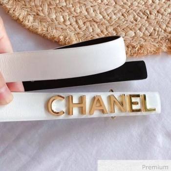 Chanel Calfskin Belt 25 with CHANEL Charm White 2020 (99-20070830)