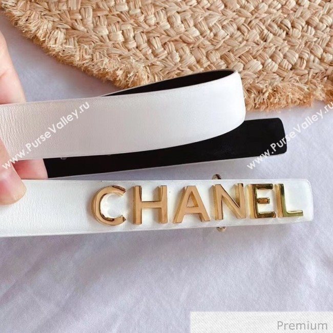 Chanel Calfskin Belt 25 with CHANEL Charm White 2020 (99-20070830)