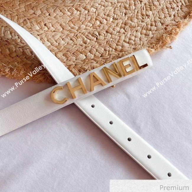 Chanel Calfskin Belt 25 with CHANEL Charm White 2020 (99-20070830)