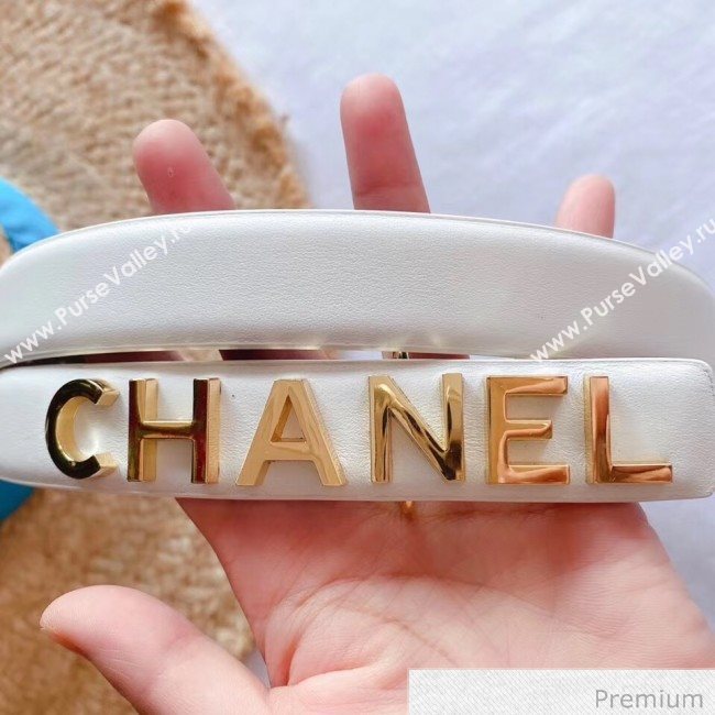 Chanel Calfskin Belt 25 with CHANEL Charm White 2020 (99-20070830)