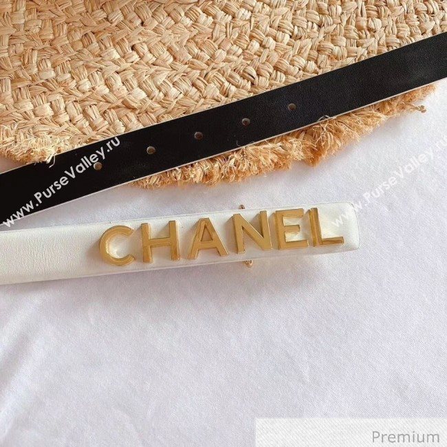 Chanel Calfskin Belt 25 with CHANEL Charm White 2020 (99-20070830)