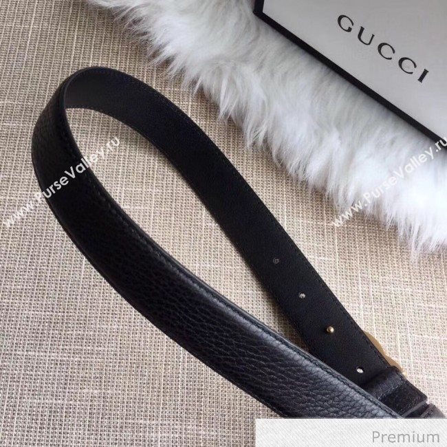 Gucci Leather Belt 20/30/40mm with Pearl GG Buckle Black 2020 (99-20070835)
