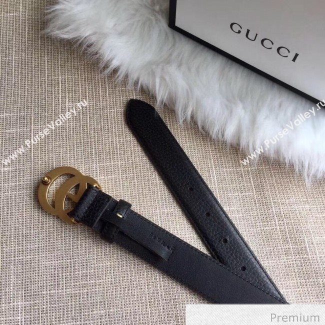 Gucci Leather Belt 20/30/40mm with Pearl GG Buckle Black 2020 (99-20070835)