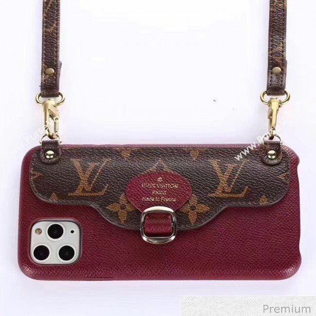 Louis Vuitton Monogram Canvas iPhone Clutch/Crossbody Bag Burgundy 03 2020 (SJK-20070803)