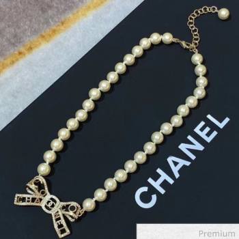 Chanel Pearl Bow Short Necklace 2020 (YF-20070706)