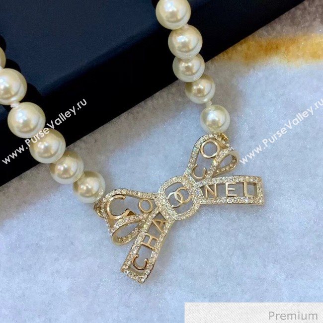 Chanel Pearl Bow Short Necklace 2020 (YF-20070706)