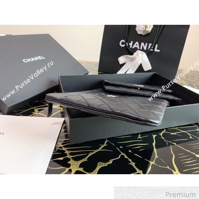 Chanel Quilted Lambskin Flap Case Pouch AP1189 Black 2020 (XING-20070847)