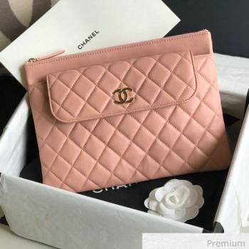 Chanel Quilted Lambskin Flap Case Pouch AP1189 Pink 2020 (XING-20070848)