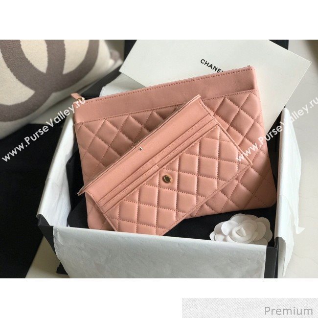 Chanel Quilted Lambskin Flap Case Pouch AP1189 Pink 2020 (XING-20070848)