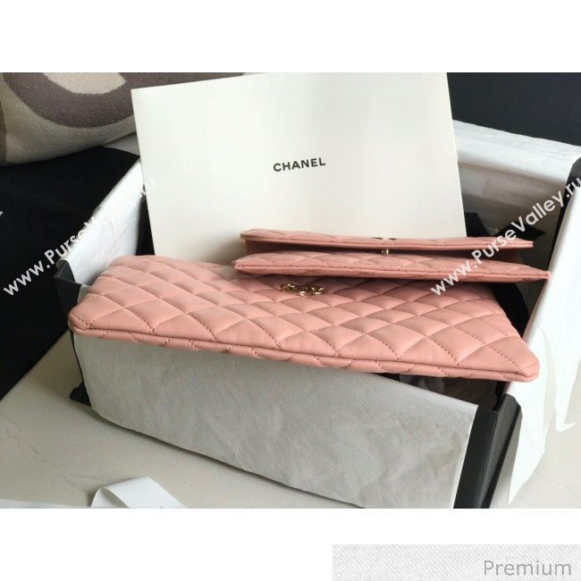 Chanel Quilted Lambskin Flap Case Pouch AP1189 Pink 2020 (XING-20070848)