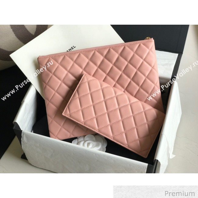 Chanel Quilted Lambskin Flap Case Pouch AP1189 Pink 2020 (XING-20070848)