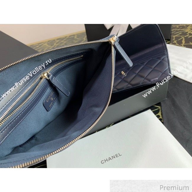 Chanel Quilted Lambskin Flap Case Pouch AP1189 Navy Blue 2020 (XING-20070846)