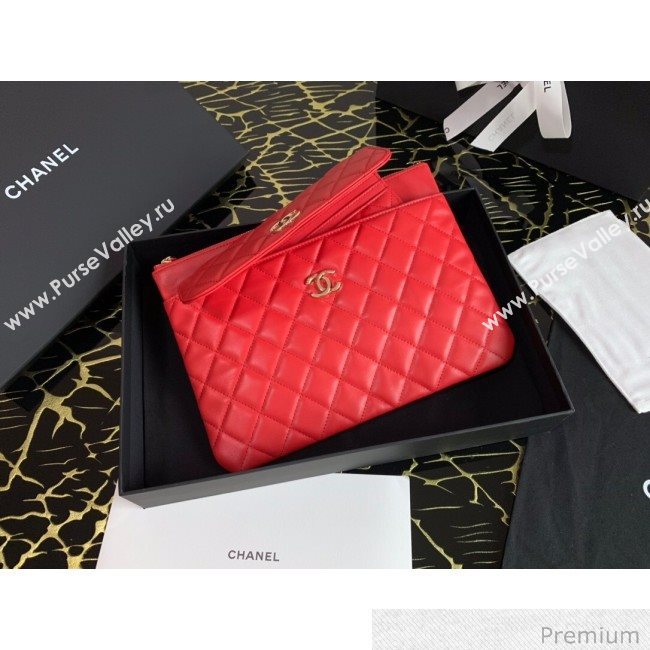 Chanel Quilted Lambskin Flap Case Pouch AP1189 Red 2020 (XING-20070849)