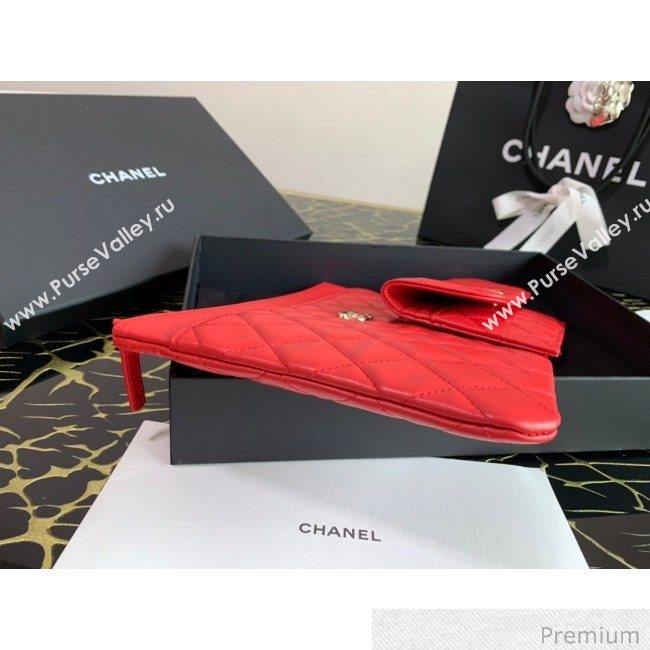 Chanel Quilted Lambskin Flap Case Pouch AP1189 Red 2020 (XING-20070849)
