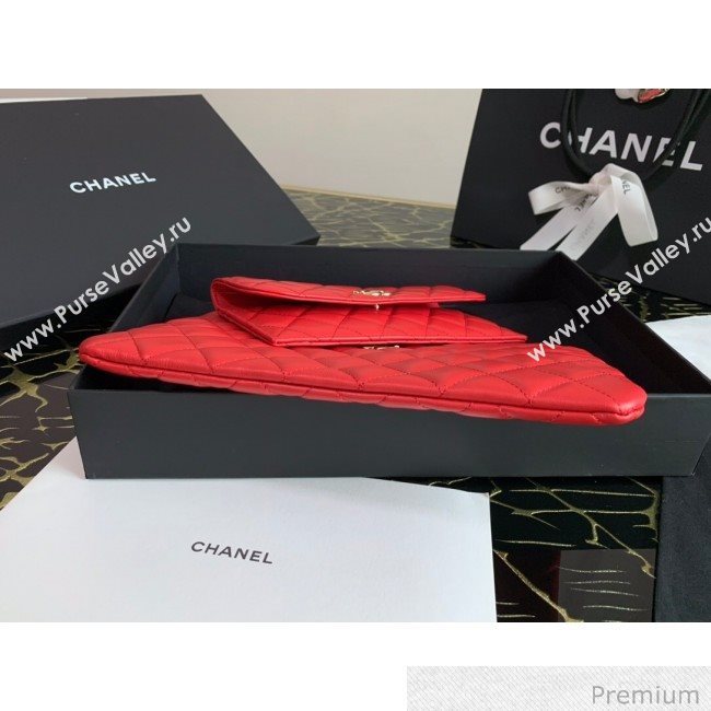 Chanel Quilted Lambskin Flap Case Pouch AP1189 Red 2020 (XING-20070849)