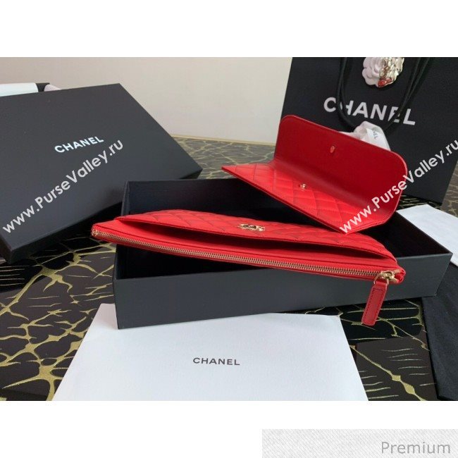 Chanel Quilted Lambskin Flap Case Pouch AP1189 Red 2020 (XING-20070849)