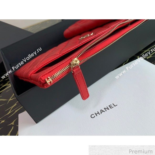 Chanel Quilted Lambskin Flap Case Pouch AP1189 Red 2020 (XING-20070849)