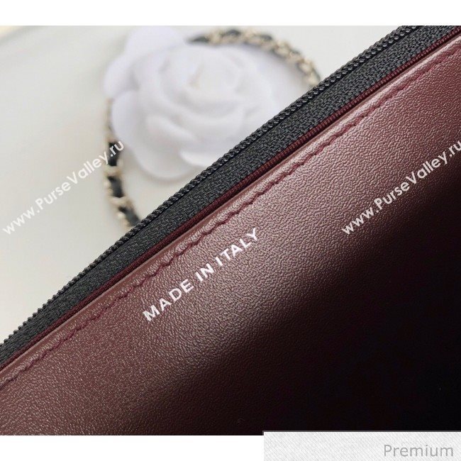 Chanel Grained Calfskin Classic Wallet on Chain WOC AP0250 Black/Silver 2020 (YD-20070850)