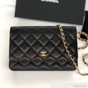 Chanel Grained Calfskin Classic Wallet on Chain WOC AP0250 Black/Gold 2020 (YD-20070851)