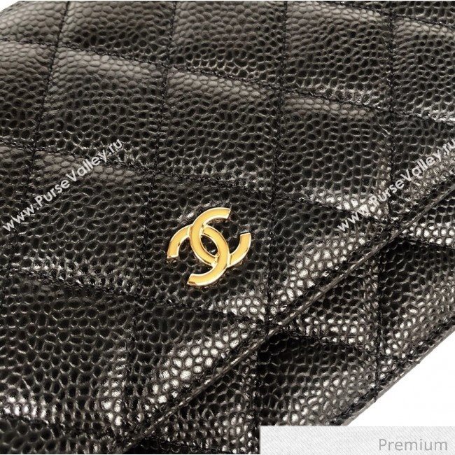 Chanel Grained Calfskin Classic Wallet on Chain WOC AP0250 Black/Gold 2020 (YD-20070851)