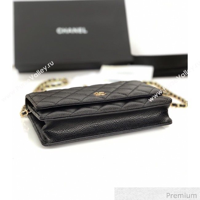 Chanel Grained Calfskin Classic Wallet on Chain WOC AP0250 Black/Gold 2020 (YD-20070851)