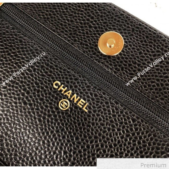 Chanel Grained Calfskin Classic Wallet on Chain WOC AP0250 Black/Gold 2020 (YD-20070851)