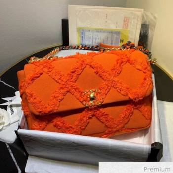 Chanel 19 Large Maxi-Quilted Fringe Canvas Flap Bag AS1161 Orange 2020 (FM-20070857)