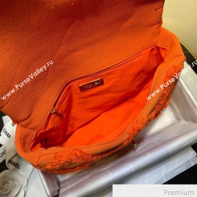 Chanel 19 Large Maxi-Quilted Fringe Canvas Flap Bag AS1161 Orange 2020 (FM-20070857)