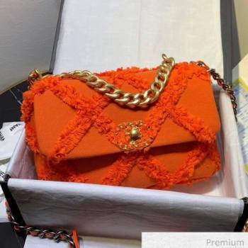 Chanel 19 Medium Maxi-Quilted Fringe Canvas Flap Bag AS1160 Orange 2020 (FM-20070856)