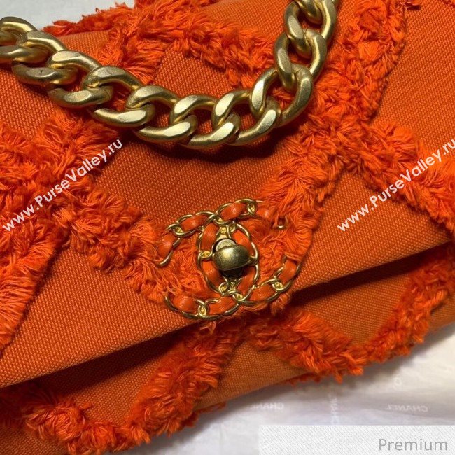 Chanel 19 Medium Maxi-Quilted Fringe Canvas Flap Bag AS1160 Orange 2020 (FM-20070856)