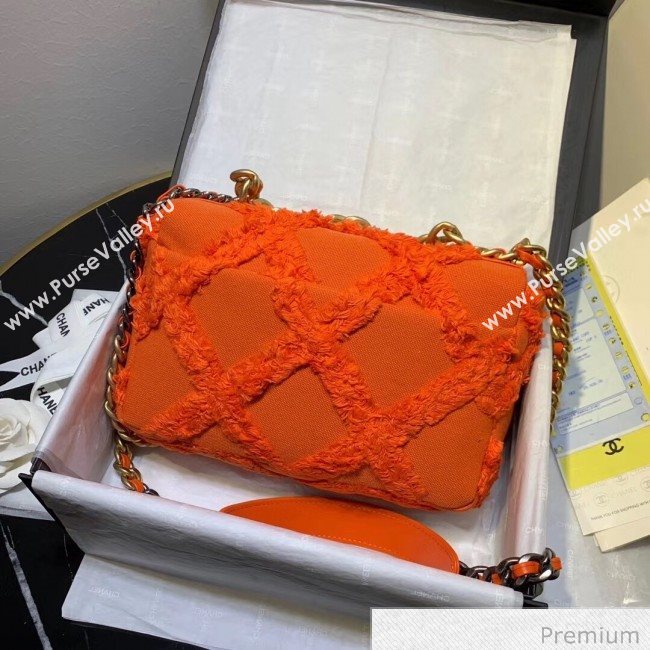Chanel 19 Medium Maxi-Quilted Fringe Canvas Flap Bag AS1160 Orange 2020 (FM-20070856)