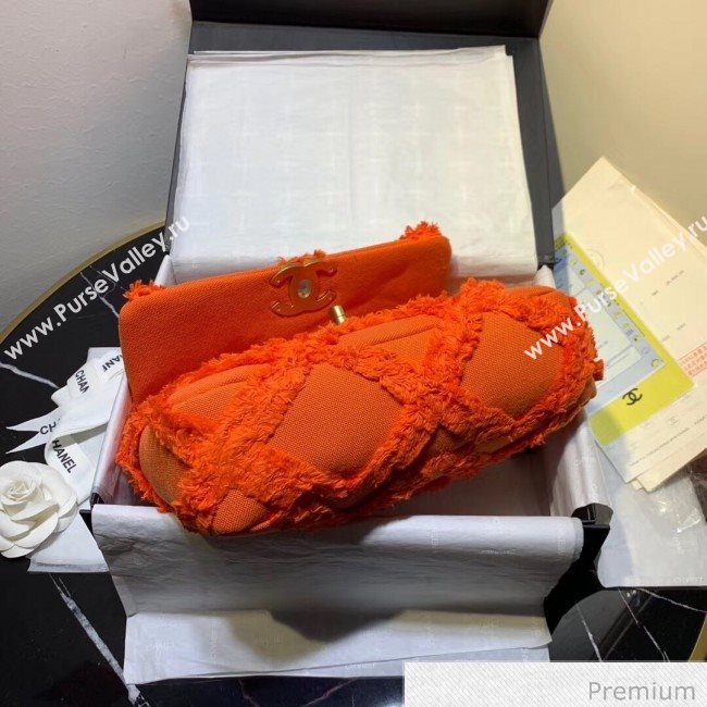 Chanel 19 Medium Maxi-Quilted Fringe Canvas Flap Bag AS1160 Orange 2020 (FM-20070856)