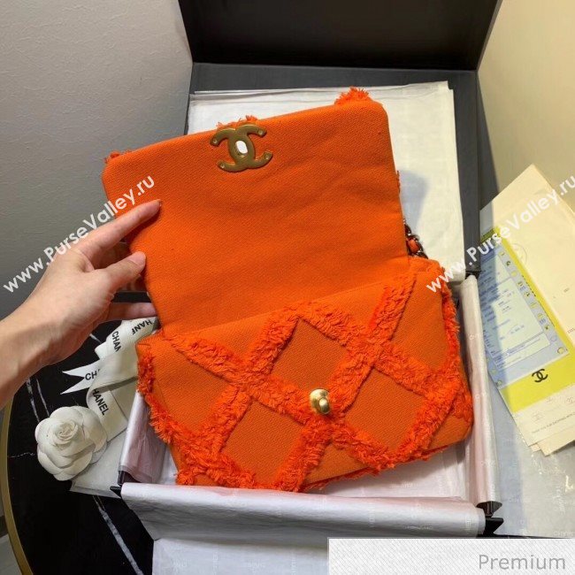 Chanel 19 Medium Maxi-Quilted Fringe Canvas Flap Bag AS1160 Orange 2020 (FM-20070856)