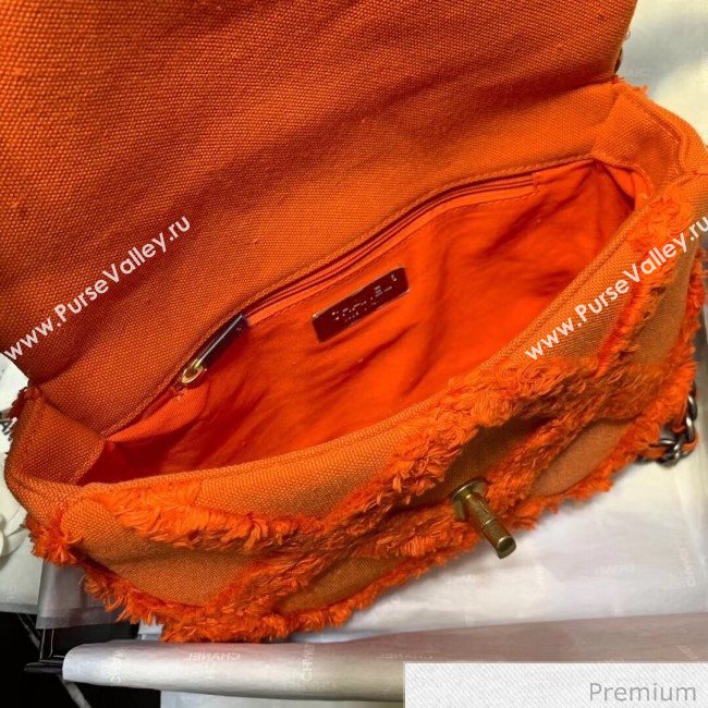 Chanel 19 Medium Maxi-Quilted Fringe Canvas Flap Bag AS1160 Orange 2020 (FM-20070856)