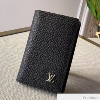 Louis Vuitton Mens Grained Leather Pocket Organizer Wallet with Silver LV Emblem M30293 Black 2020 (KI-20070902)