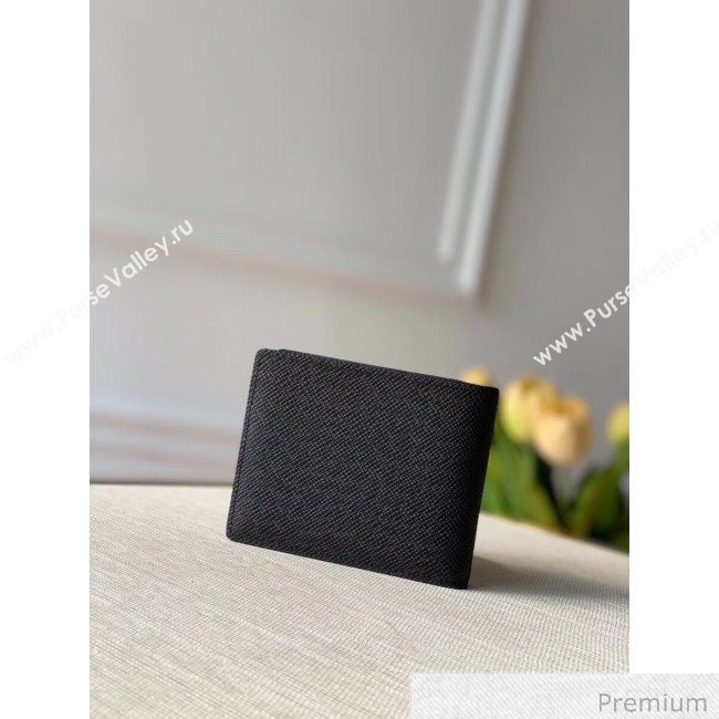 Louis Vuitton Mens Grained Leather Multiple Wallet with Silver LV Emblem M30293 Black 2020 (KI-20070903)