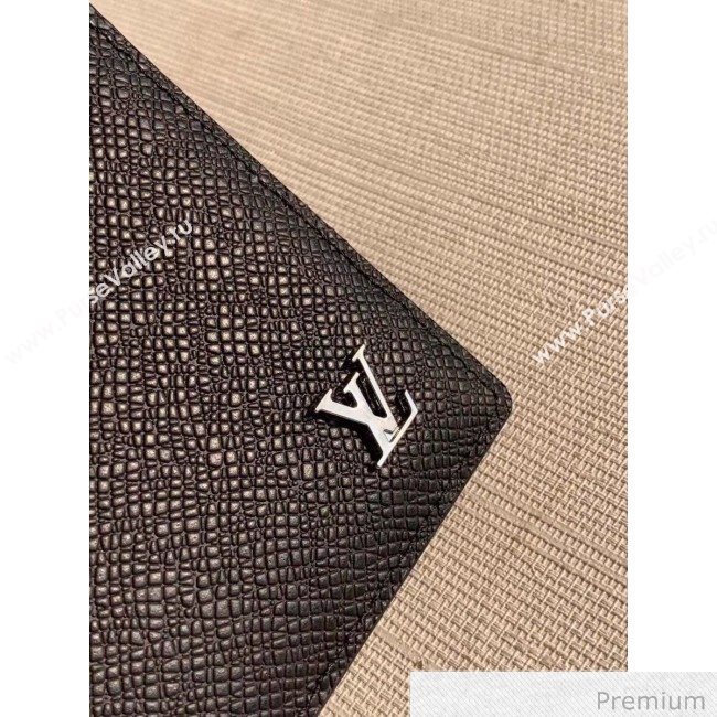 Louis Vuitton Mens Grained Leather Multiple Wallet with Silver LV Emblem M30293 Black 2020 (KI-20070903)