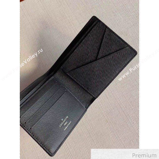 Louis Vuitton Mens Grained Leather Multiple Wallet with Silver LV Emblem M30293 Black 2020 (KI-20070903)