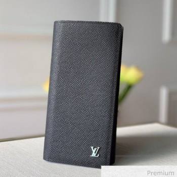 Louis Vuitton Mens Brazza Grained Leather Wallet with Silver LV Emblem M30285 Black 2020 (KI-20070904)