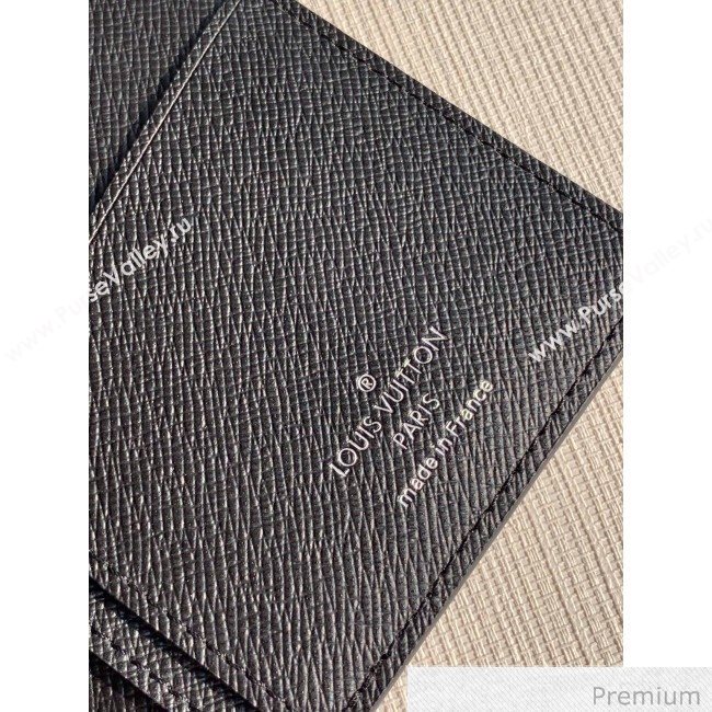 Louis Vuitton Mens Brazza Grained Leather Wallet with Silver LV Emblem M30285 Black 2020 (KI-20070904)