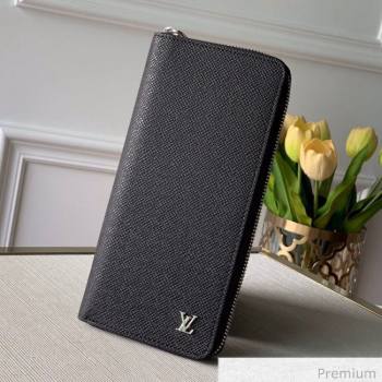 Louis Vuitton Mens Grained Leather Zippy Vertical Wallet with Silver LV Emblem M30317 Black 2020 (KI-20070905)