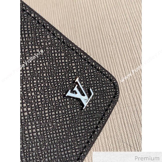 Louis Vuitton Mens Grained Leather Zippy Vertical Wallet with Silver LV Emblem M30317 Black 2020 (KI-20070905)