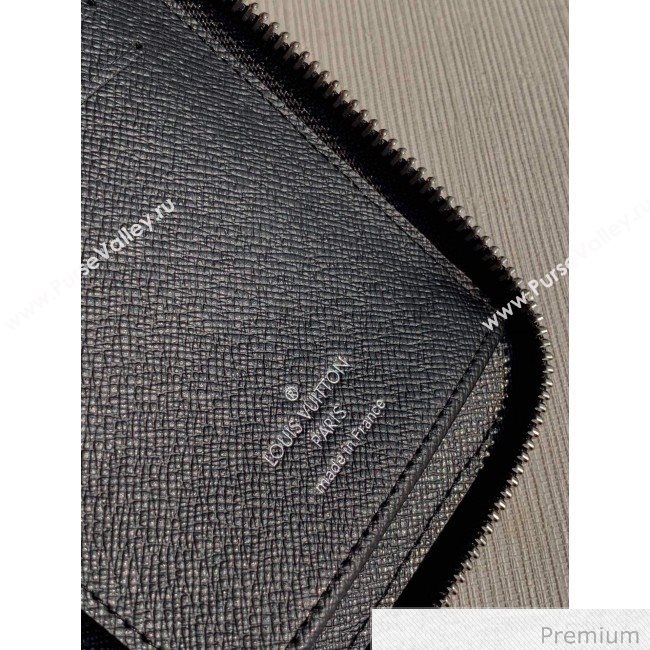 Louis Vuitton Mens Grained Leather Zippy Vertical Wallet with Silver LV Emblem M30317 Black 2020 (KI-20070905)
