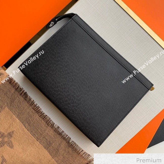 Louis Vuitton Mens Pochette Voyage Pouch with LV Stamp Print M30395 Black 2020 (KI-20070908)