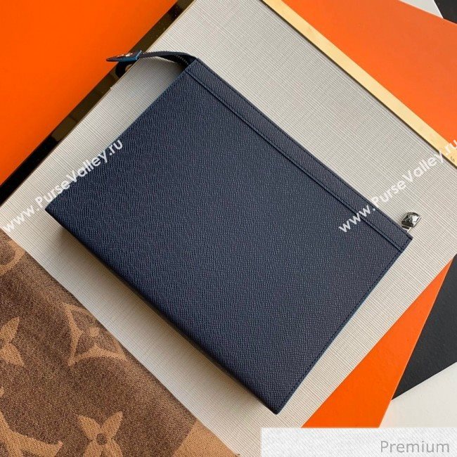 Louis Vuitton Mens Pochette Voyage Pouch with LV Stamp Print M30397 Blue 2020 (KI-20070909)