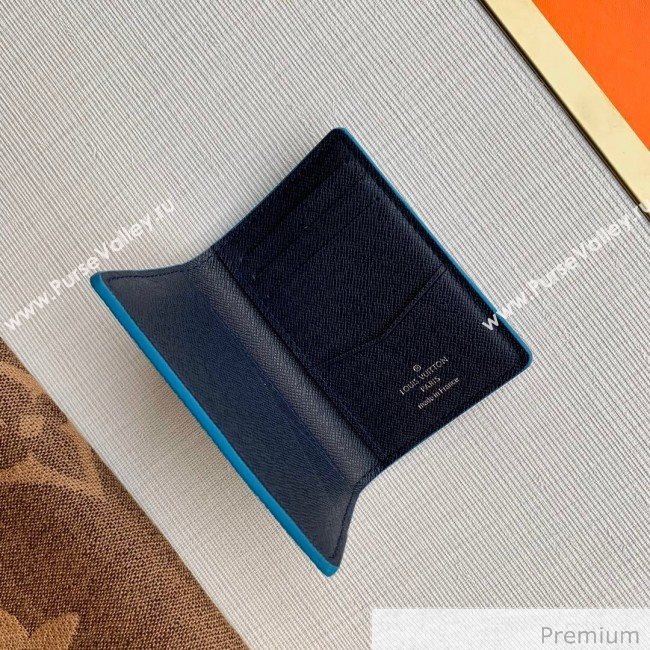 Louis Vuitton Mens Pocket Organizer Wallet with LV Stamp Print M30377 Blue 2020 (KI-20070913)