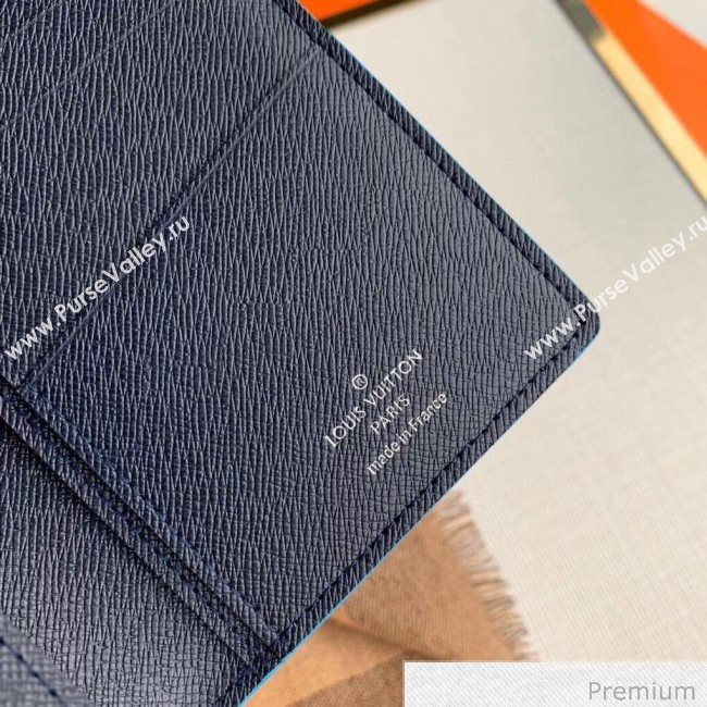 Louis Vuitton Mens Brazza Wallet with LV Stamp Print M32564 Blue 2020 (KI-20070915)